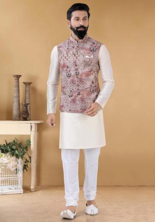 Picture of Excellent Silk Off White Kurtas