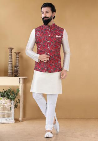 Picture of Shapely Silk Off White Kurtas