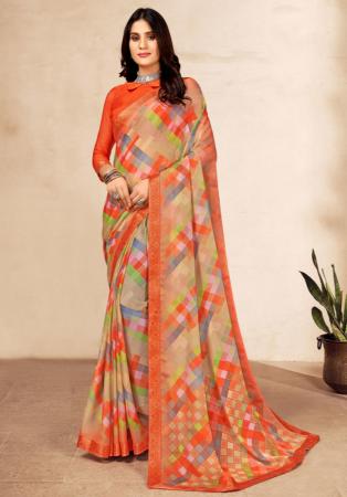 Picture of Statuesque Chiffon Burly Wood Saree