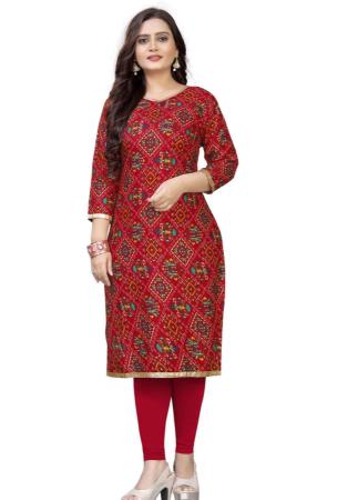 Picture of Shapely Rayon Dark Red Kurtis & Tunic