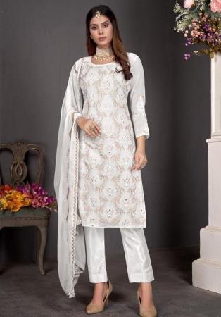 Picture of Beauteous Georgette White Straight Cut Salwar Kameez