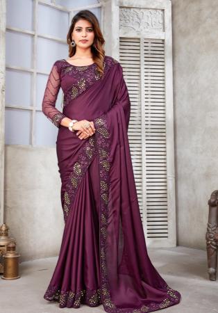 Picture of Shapely Satin & Silk Brown Saree