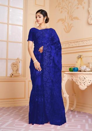 Picture of Superb Net Midnight Blue Saree