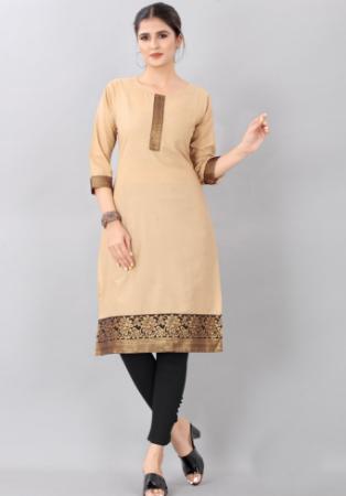 Picture of Good Looking Cotton Pale Golden Rod Kurtis & Tunic