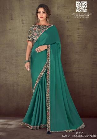 Picture of Well Formed Satin Forest Green Saree