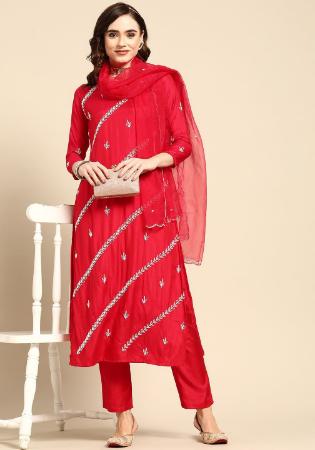Picture of Splendid Linen Crimson Readymade Salwar Kameez