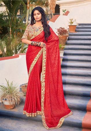 Picture of Pretty Silk Crimson Saree