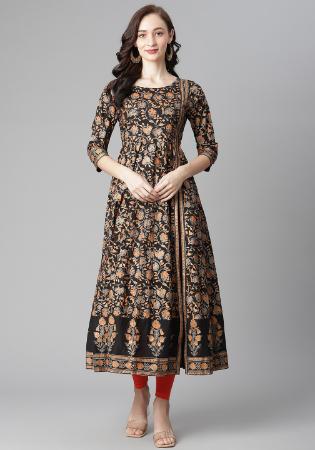 Picture of Good Looking Cotton Black Kurtis & Tunic