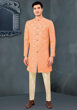 Picture of Sublime Silk Light Salmon Indo Western