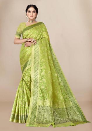 Picture of Ideal Organza Yellow Green Saree