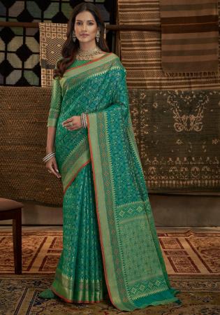 Picture of Comely Silk Dark Green Saree