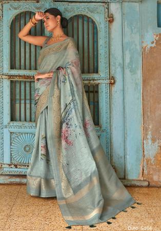 Picture of Lovely Linen Dark Sea Green Saree