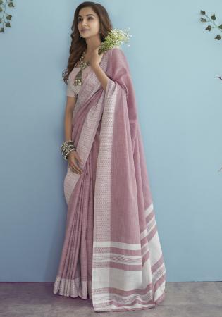 Picture of Nice Linen Rosy Brown Saree