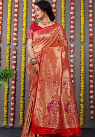 Picture of Good Looking Silk Fire Brick Saree