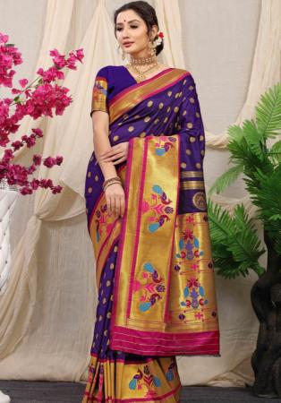 Picture of Sightly Silk Midnight Blue Saree