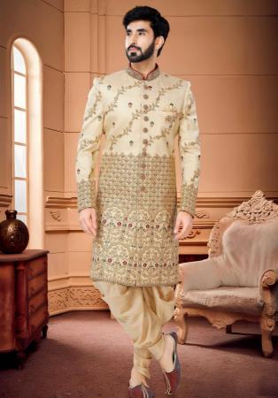 Picture of Gorgeous Silk Beige Indo Western
