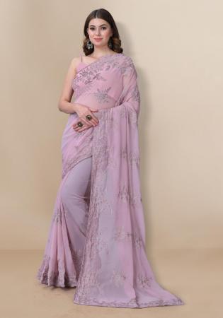 Picture of Well Formed Georgette Rosy Brown Saree
