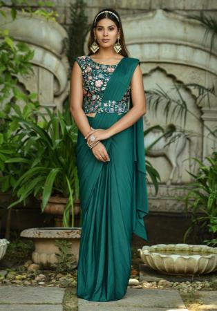 Picture of Lovely Lycra Sea Green Saree