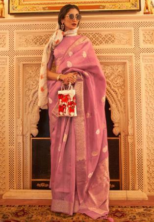 Picture of Exquisite Silk Pale Violet Red Saree