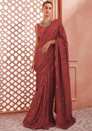 Picture of Good Looking Georgette Brown Saree