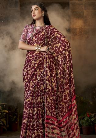 Picture of Alluring Georgette Brown Saree
