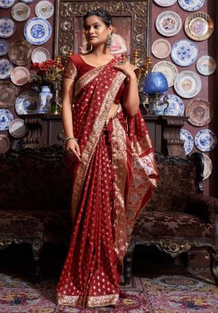 Picture of Excellent Silk Saddle Brown Saree