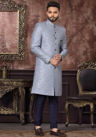 Picture of Beauteous Silk Light Slate Grey Indo Western