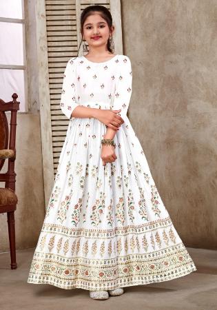 Picture of Statuesque Rayon White Readymade Gown