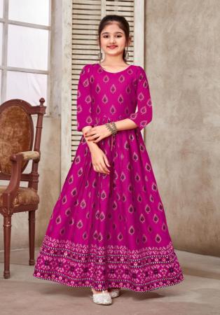 Picture of Beautiful Rayon Medium Violet Red Readymade Gown