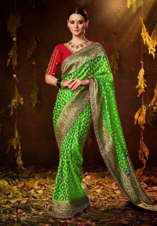 Picture of Admirable Silk Olive Drab Saree