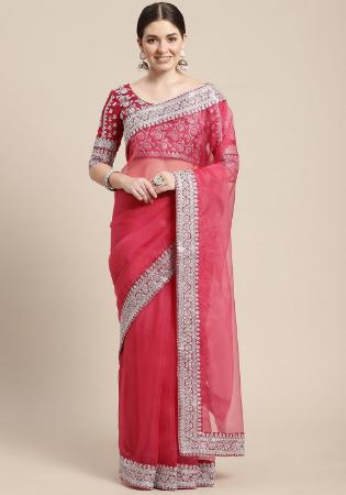 Picture of Amazing Organza Light Coral Saree