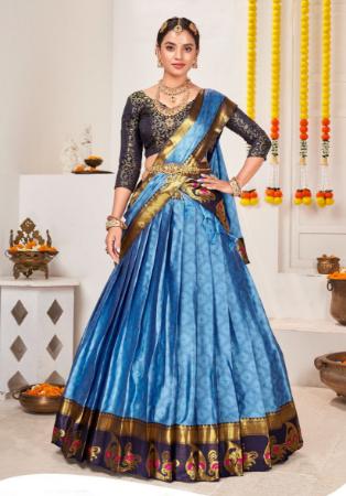 Picture of Well Formed Synthetic Steel Blue Lehenga Choli