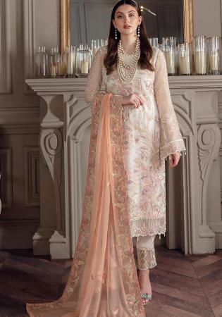 Picture of Excellent Georgette Silver Straight Cut Salwar Kameez