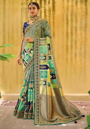 Picture of Taking Synthetic Dark Sea Green Saree