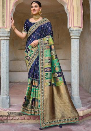 Picture of Appealing Synthetic Dark Slate Blue Saree