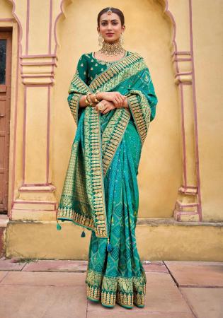 Picture of Wonderful Synthetic Dark Cyan Saree