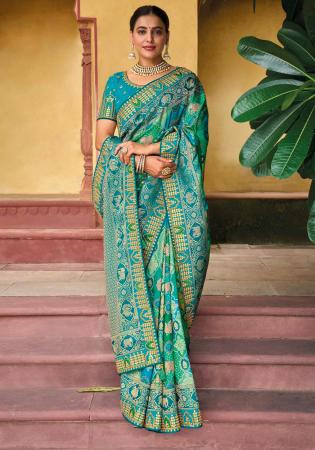 Picture of Marvelous Synthetic Dark Cyan Saree