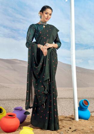 Picture of Lovely Georgette Dark Slate Grey Saree