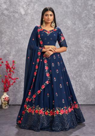 Picture of Comely Georgette Midnight Blue Lehenga Choli