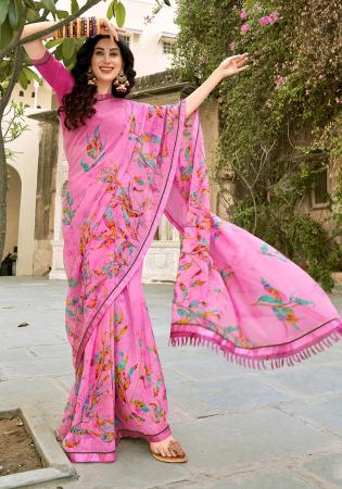 Picture of Alluring Georgette Hot Pink Saree