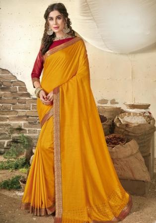 Picture of Gorgeous Synthetic Dark Golden Rod Saree