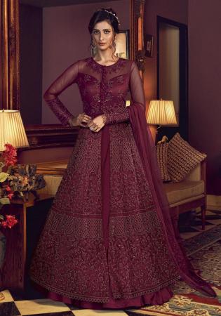 Picture of Exquisite Georgette & Net Brown Party Wear Gown