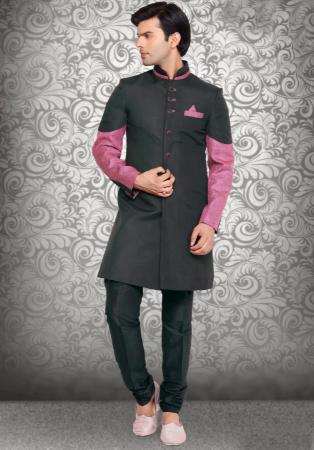 Picture of Well Formed Silk Dark Slate Grey Indo Western