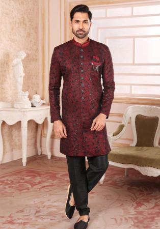 Picture of Bewitching Silk Maroon Indo Western