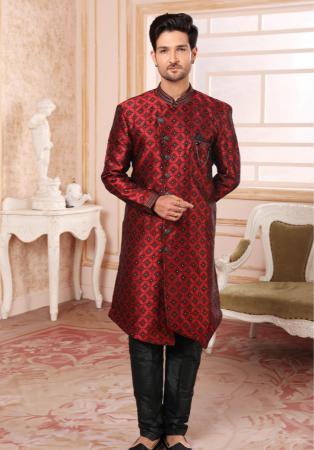 Picture of Delightful Silk Maroon Indo Western