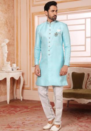 Picture of Appealing Silk Powder Blue Indo Western