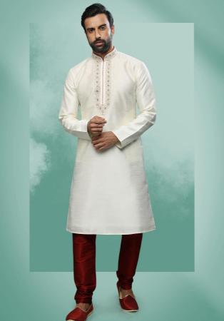 Picture of Bewitching Silk Off White Kurtas