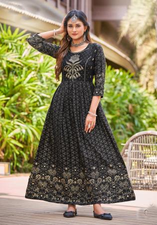 Picture of Ravishing Rayon Black Readymade Gown