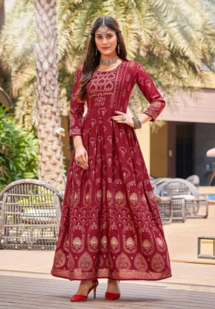 Picture of Nice Rayon Maroon Readymade Gown