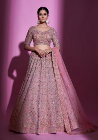 Picture of Sublime Georgette & Silk Rosy Brown Lehenga Choli